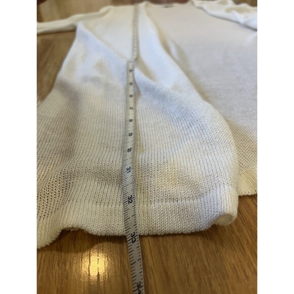 J Jill White Open Front Split Hem Linen Blend Knit Cardigan Size Medium Petite - Picture 8 of 9